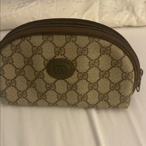Gucci Beige and Brown GG Canvas Cosmetic Case